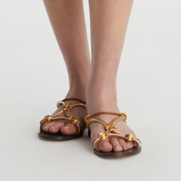Tory Burch $328 NIB CAPRI MULTI STRAP SANDAL MOCHA / TOASTED BARK / GOLD Brown - Picture 4 of 12